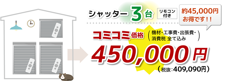 シャッター電動化3台コミコミ価格450,000円!
